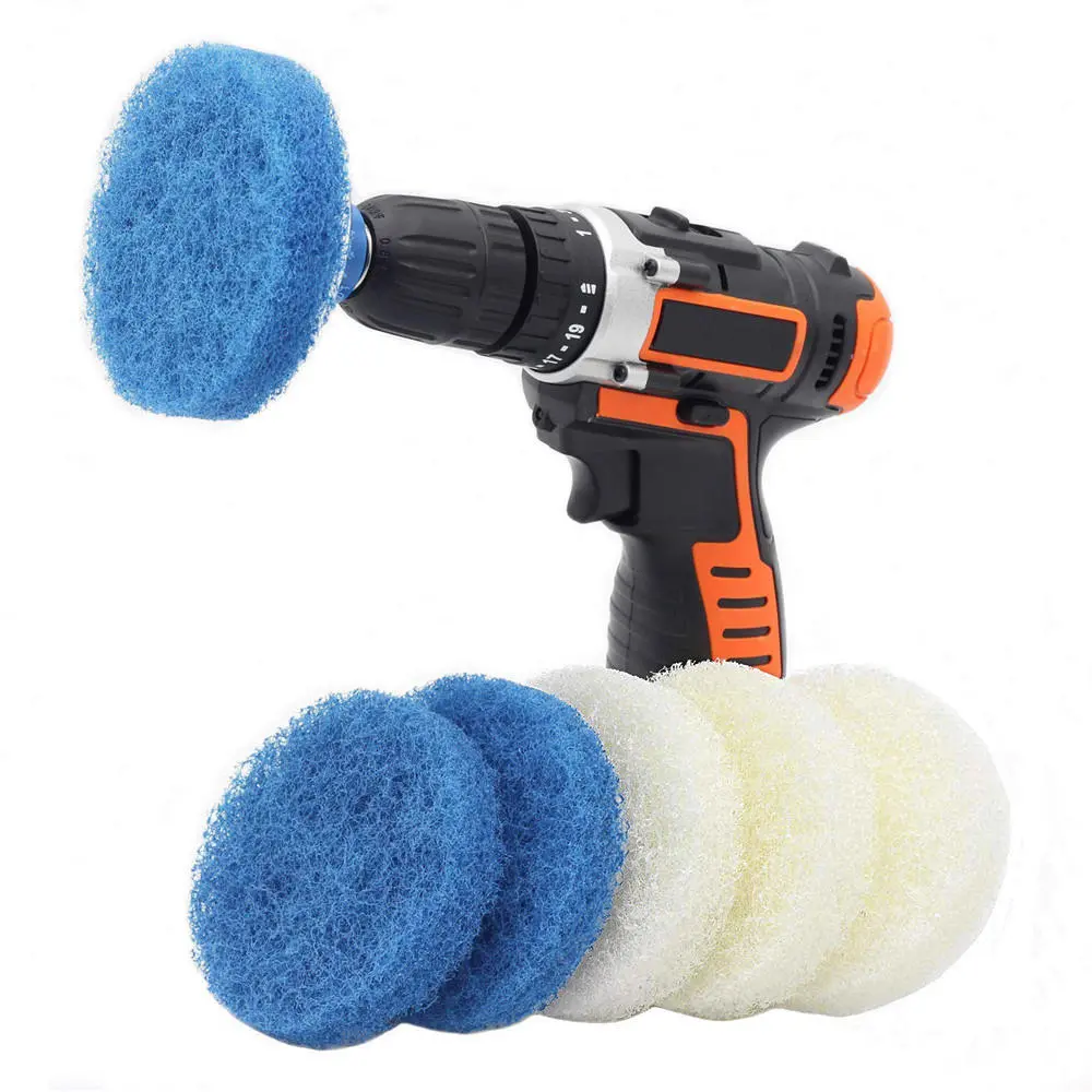 4 Inch Drill Cleaning Brush Pads - 8pcs Scouring Pad for Bathroom Tile & Bathtub