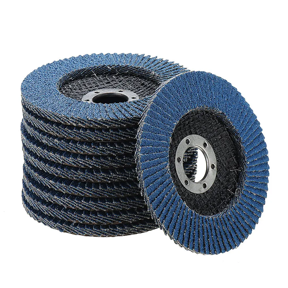 Drillpro 10Pcs 4.5 Inch Zirconia Flap Discs - 115mm 40-120 Grit Angle Grinder Wheels