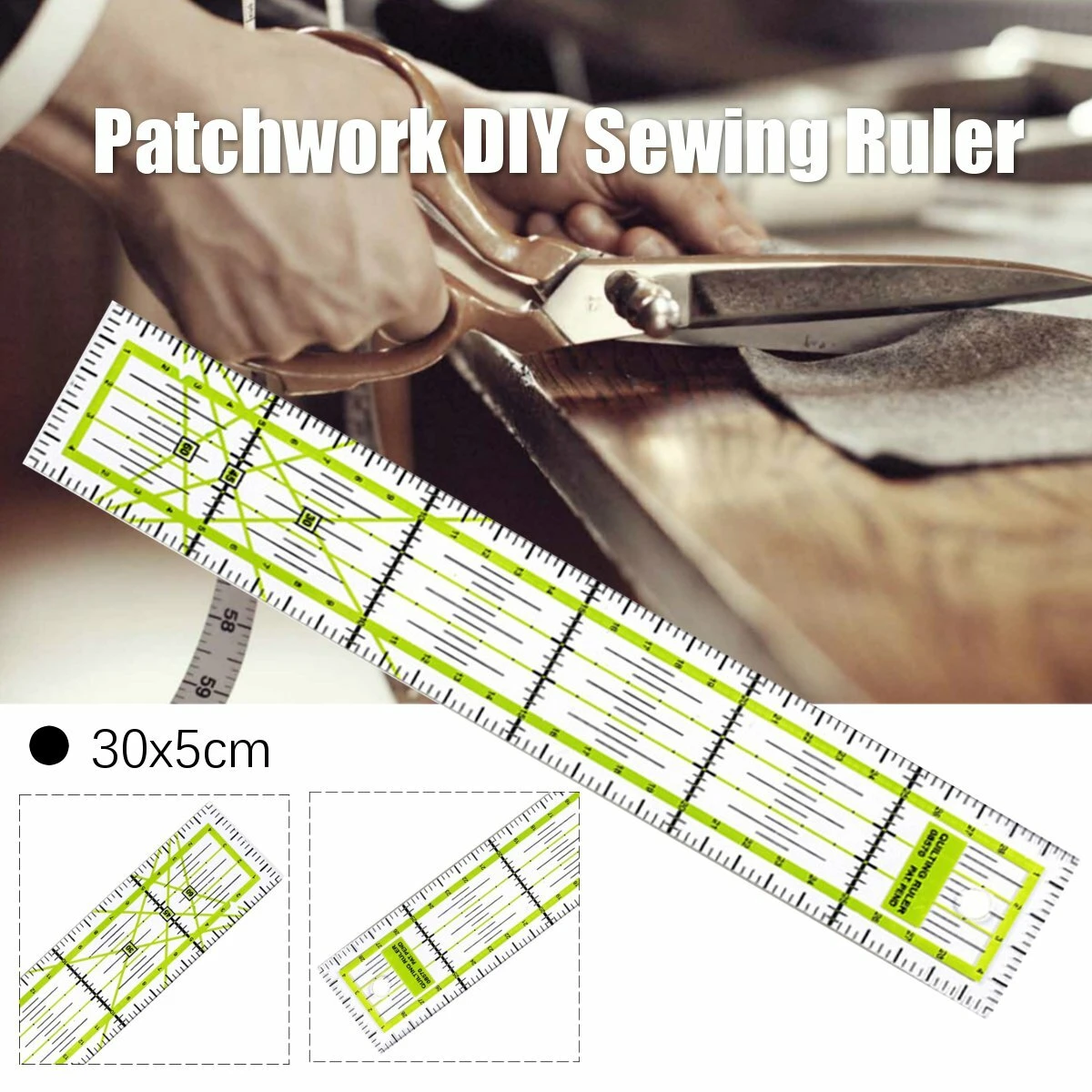 Acrylic Patchwork Sewing Ruler - 30cm x 5cm Fabric Tailor Measuring Tool