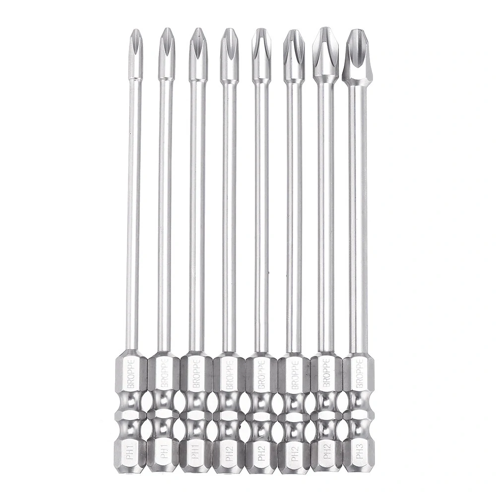 BROPPE 10Pcs Phillips Screwdriver Bits - 100mm Length | S2 High Torque & Magnetic