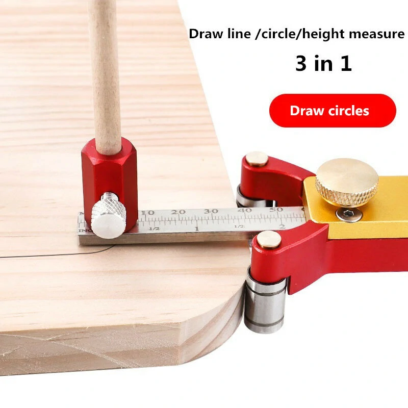3 in 1 Multi-function Scribe Ruler | 0-140mm Height Gauge for Woodworking DIY
