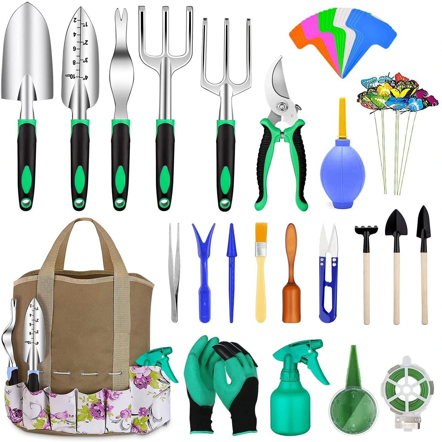 82 Pcs Heavy Duty Aluminum Garden Tools Set - Soft Rubber Anti-Skid Handle