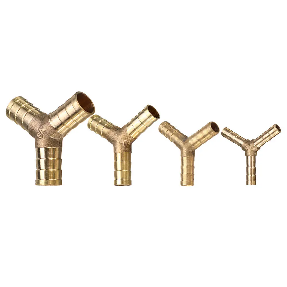 Pagoda Adapter - 4pcs Brass Y Shape 3 Way Fitting for 6/8/10/12mm Pneumatic Hose