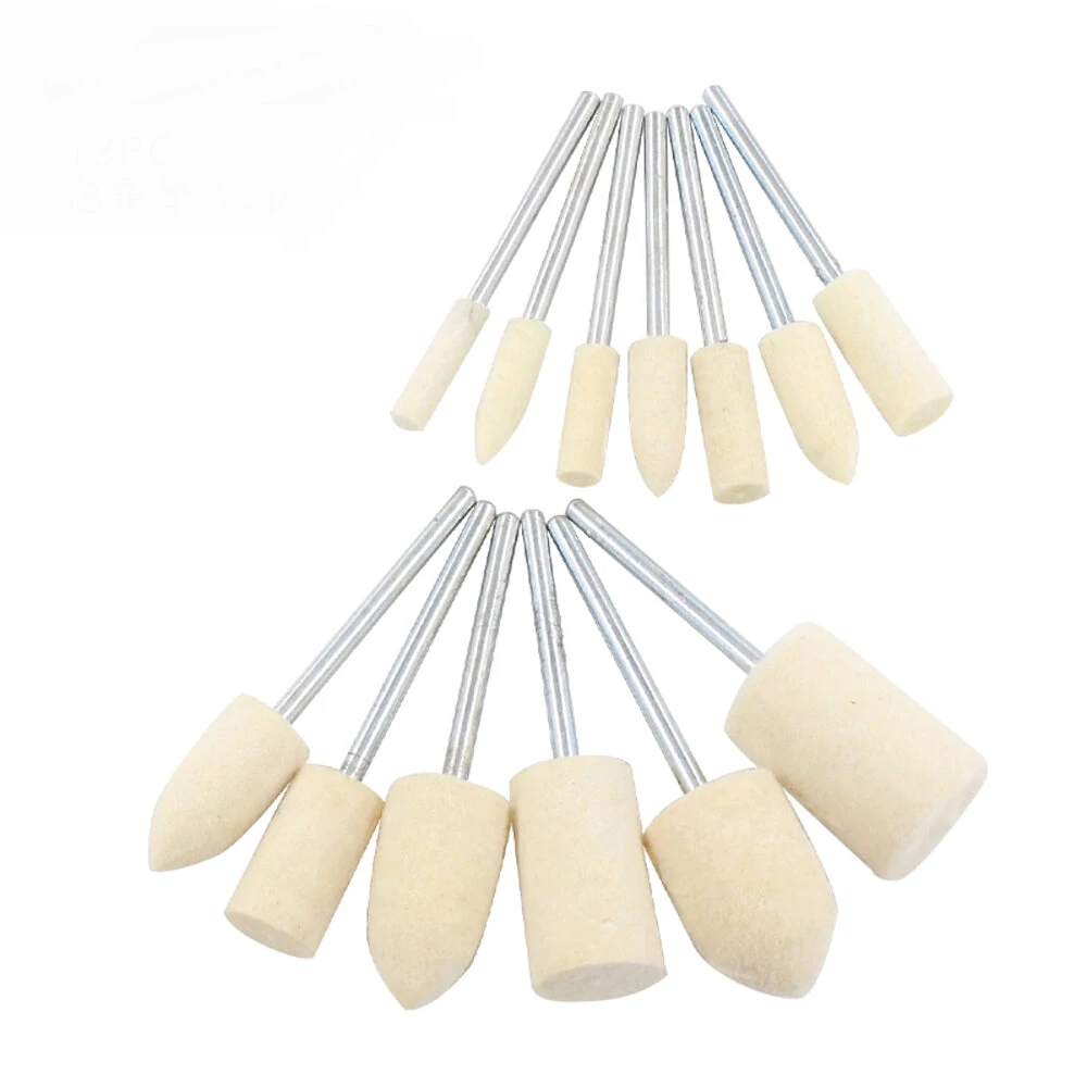 Jade Polishing & Cleaning Kit - 12/13 Piece Wool Cylindrical Grinding Head Set