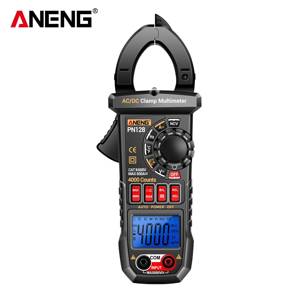 ANENG PN128 Clamp Meter - 4000 Count Multimeter | AC/DC Current, Temp, Backlit