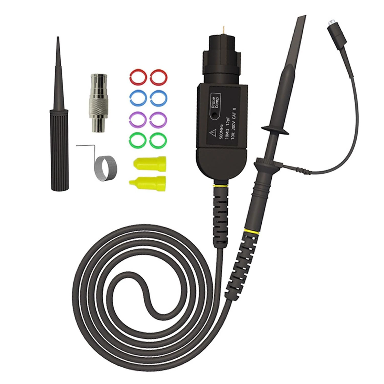 Universal Oscilloscope Probe Kit 500MHz 300MHz 200MHz | BNC 10:1 1:1 | Gold Plated Pins & Full Accessory Kit