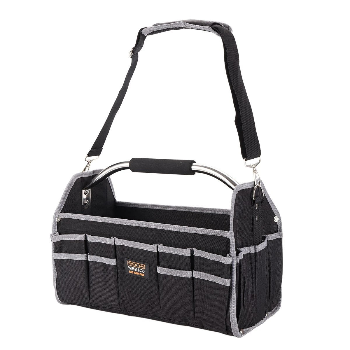 Multi Functional Tool Bag Heavy Duty 20kg Capacity | 40x27x22cm Black Organizer with Adjustable Shoulder Strap
