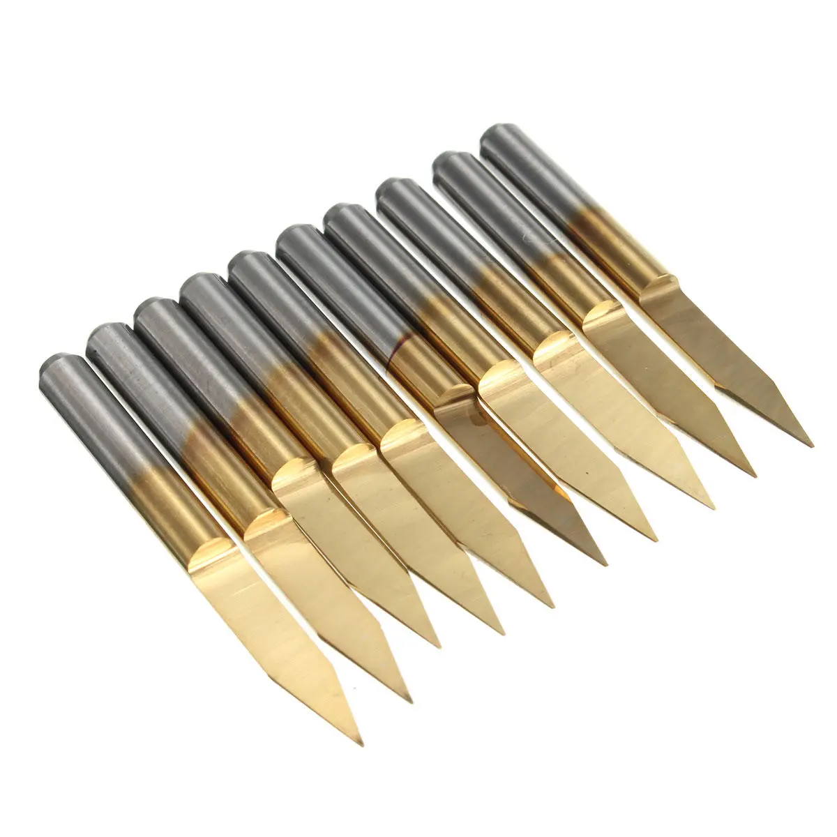 Carbide CNC Cutter Bits | 10pcs 3.175mm Shank 30 Degree 0.2mm PCB Engraving