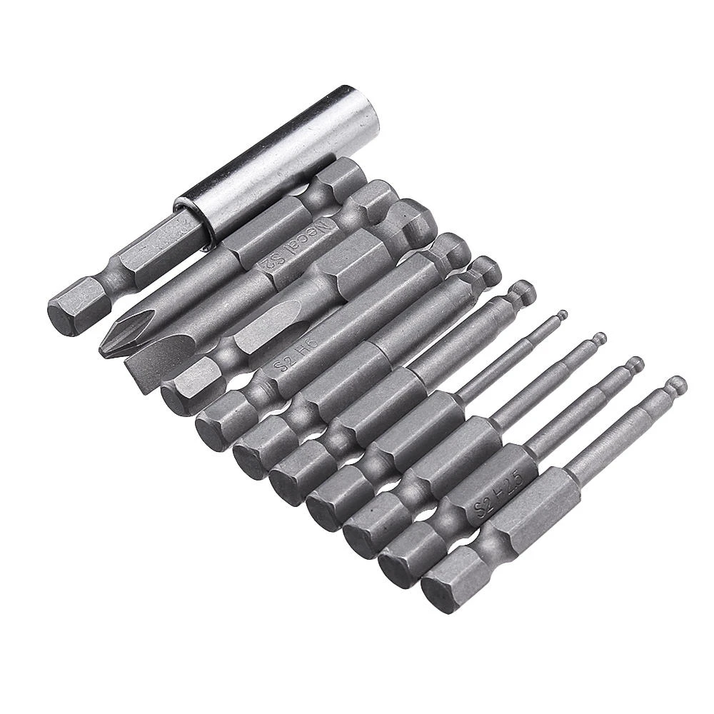 Effetool 11pc 50mm Magnetic Ball Screwdriver Bits - H1.5 to 8 & PH2 | SL6