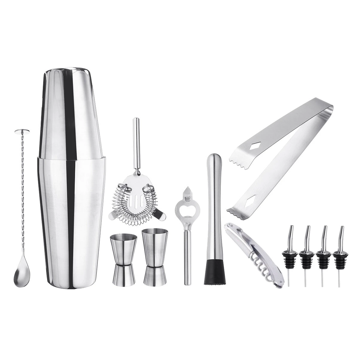 Bar Bartender Cocktail Shaker Set - 13Pcs Stainless Steel Drink Mixer