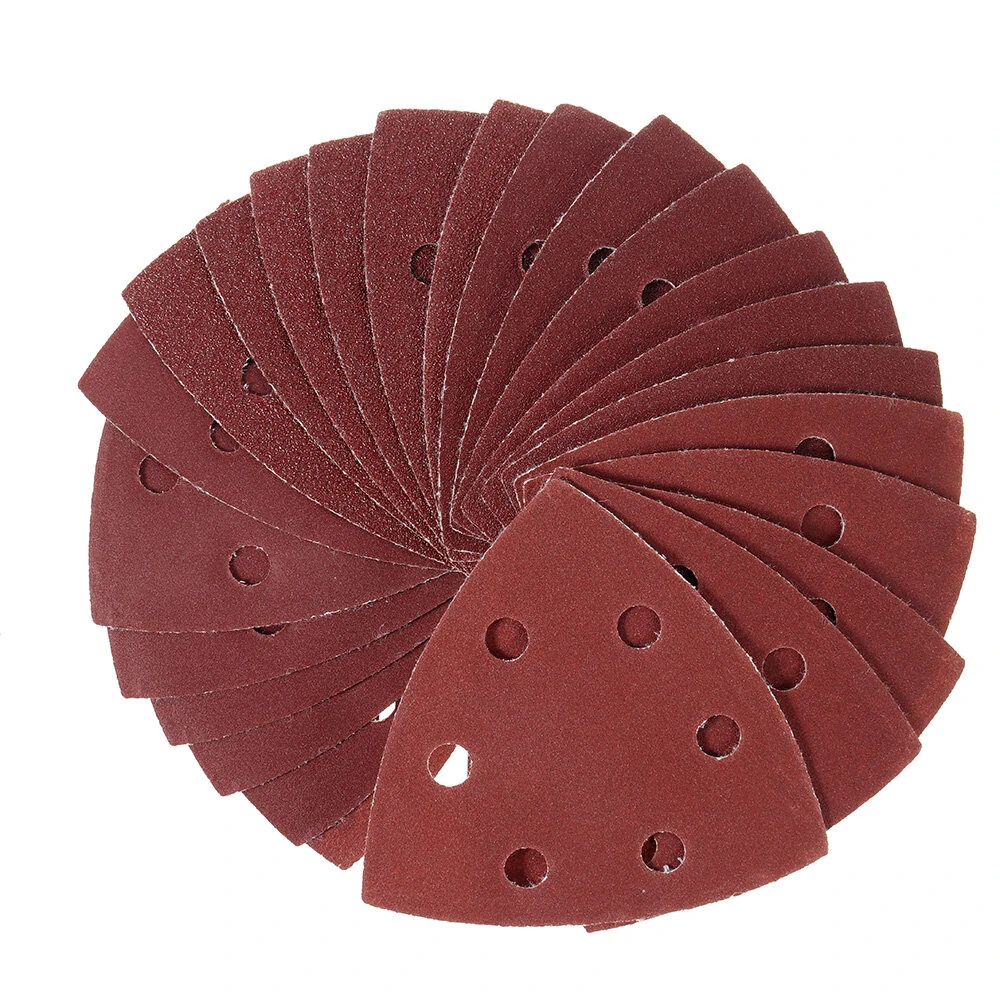 3M Sandpaper | 24-Pack Swing Triangle Sheets - 6-Hole Red for Sanding & Polishing