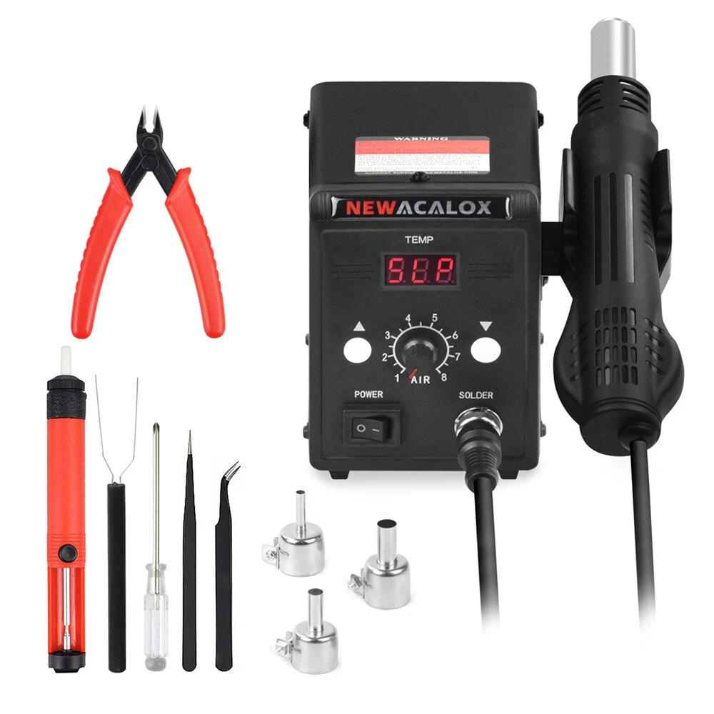 NEWACALOX 858D 700W Soldering Station - Hot Air Rework Gun with Digital Display