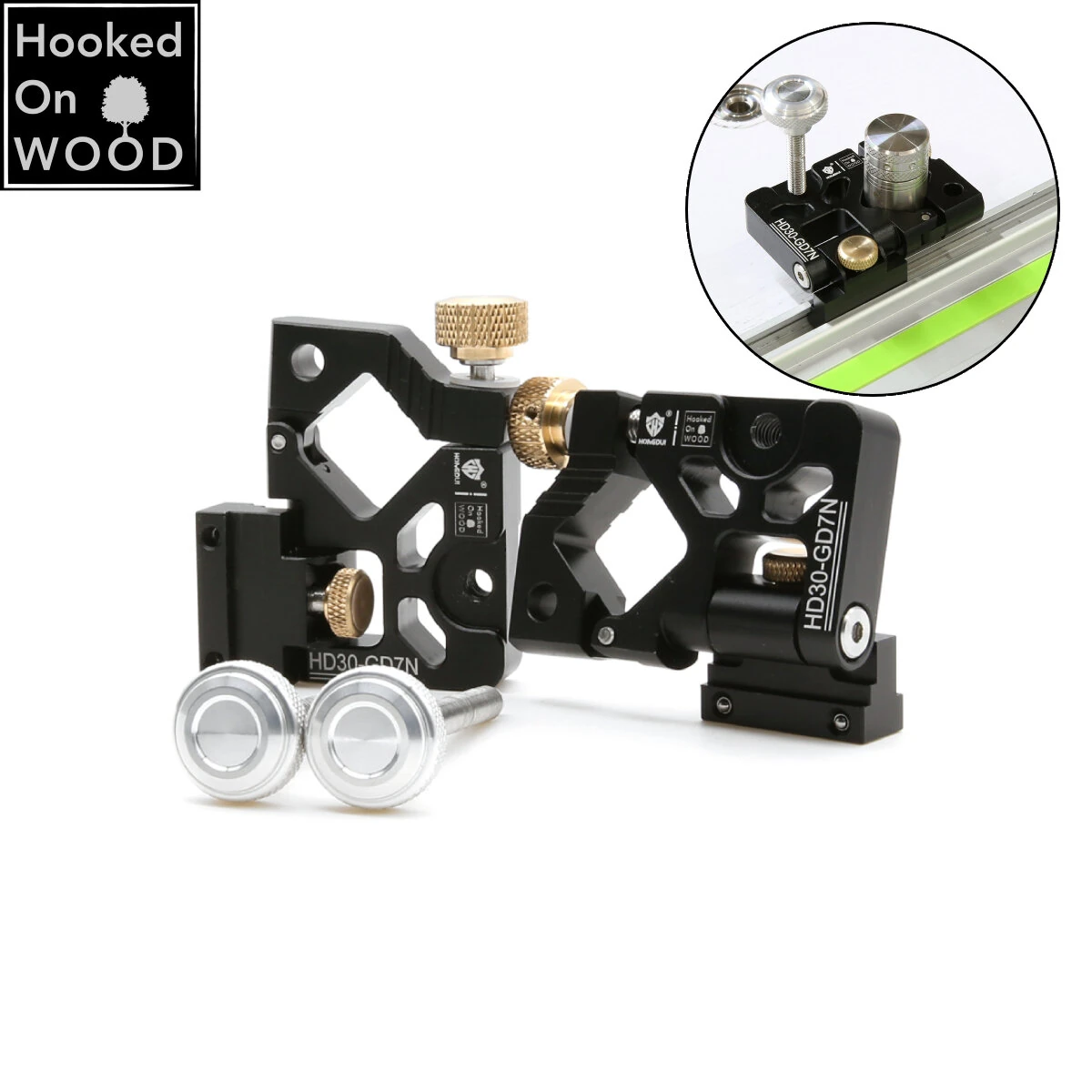 HONGDUI HD30-GD7N Folding Guide Rail Clamp | 2-Pack for MFT System & Router Table