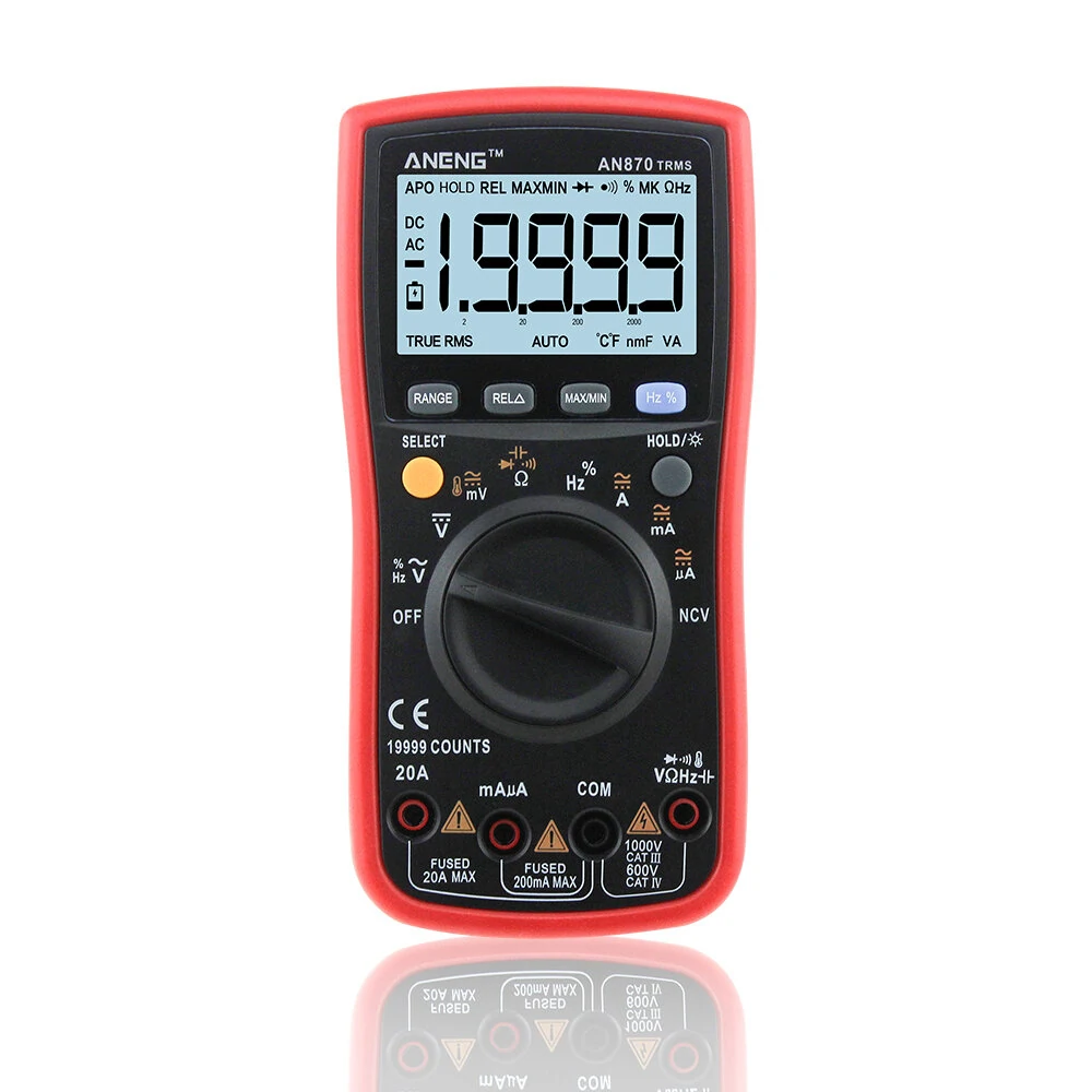 ANENG AN870 Digital Multimeter - True-RMS Auto-Ranging 19999 Counts NCV Tester