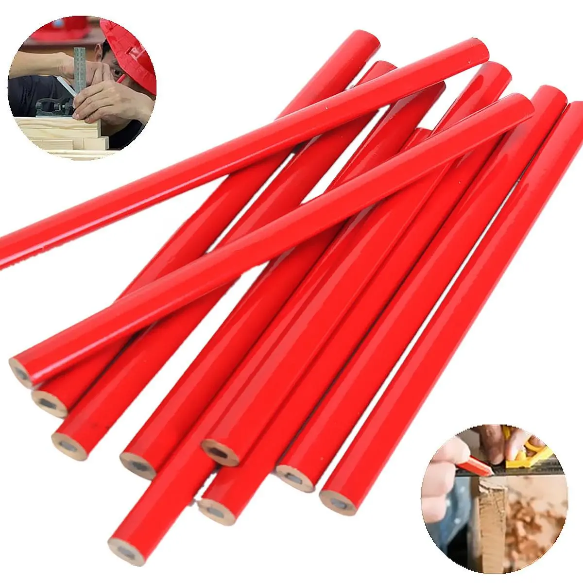 10pcs 175mm Carpenter Pencils for Woodworking - DIY Builders & Joiners Craft