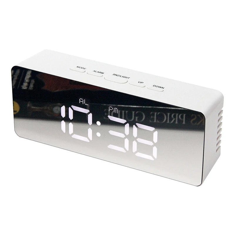 LED Alarm Clock with Make-Up Mirror & Night Light - Digital Thermometer