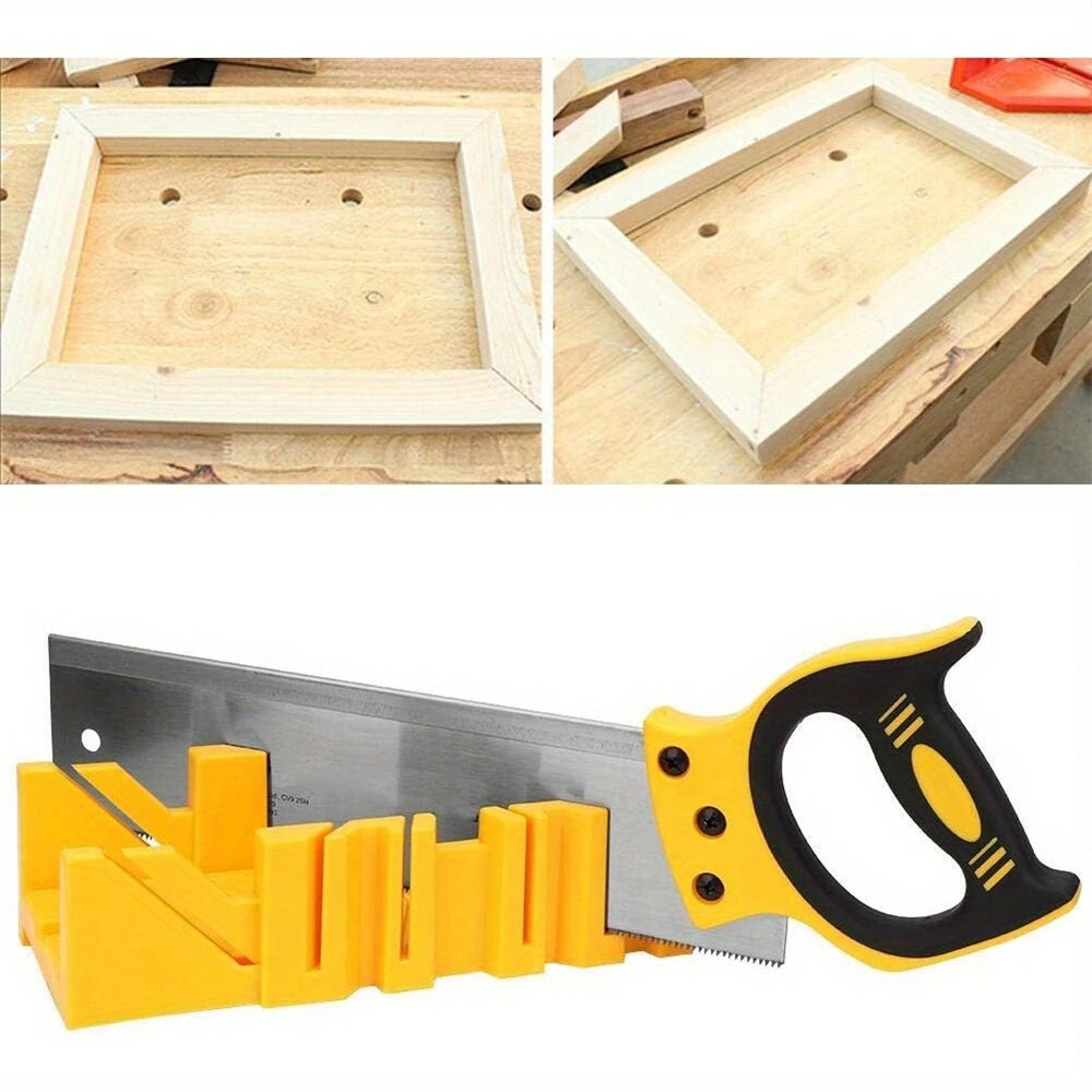 Mitre Box and Hand Saw Set - 12 inch ABS Plastic with 14 inch Back Saw