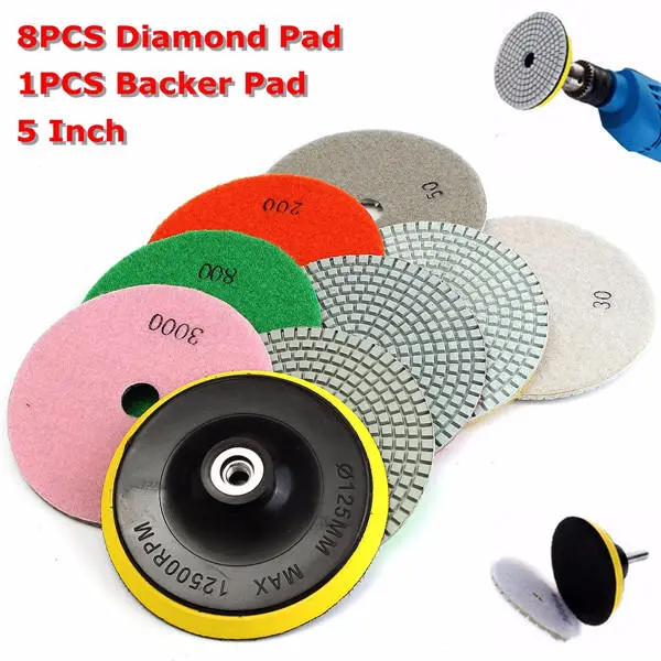 4 Inch Diamond Polishing Pads 8pcs 30-3000 Grit for Granite Marble Concrete