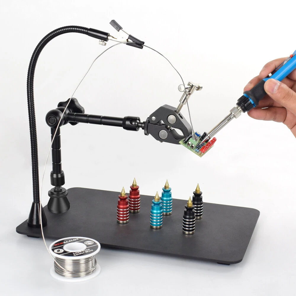 Third Hand Soldering Tool with Magnetic Base | PCB Fixture & Hot Air Gun Stand