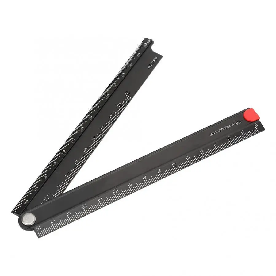 Aluminum Alloy Folding Ruler | 0-300mm Portable Angle Ruler | 90 Degree Metal Stationery