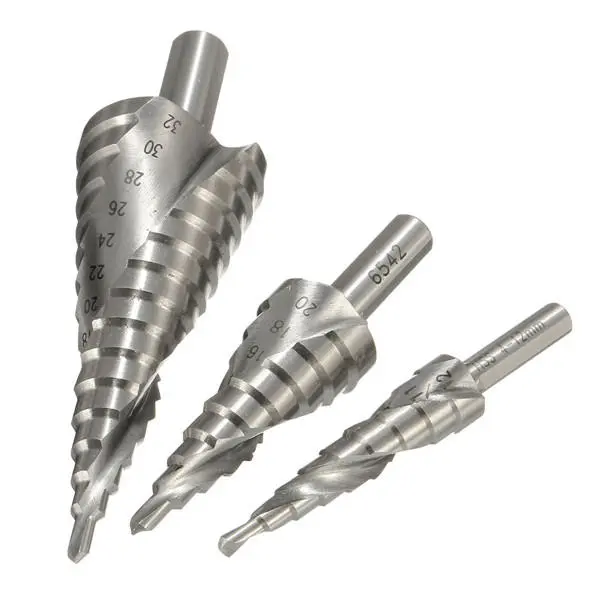 HSS Hex Shank Step Drill Bit | 4-32mm Cone Cutter | Spiral Groove