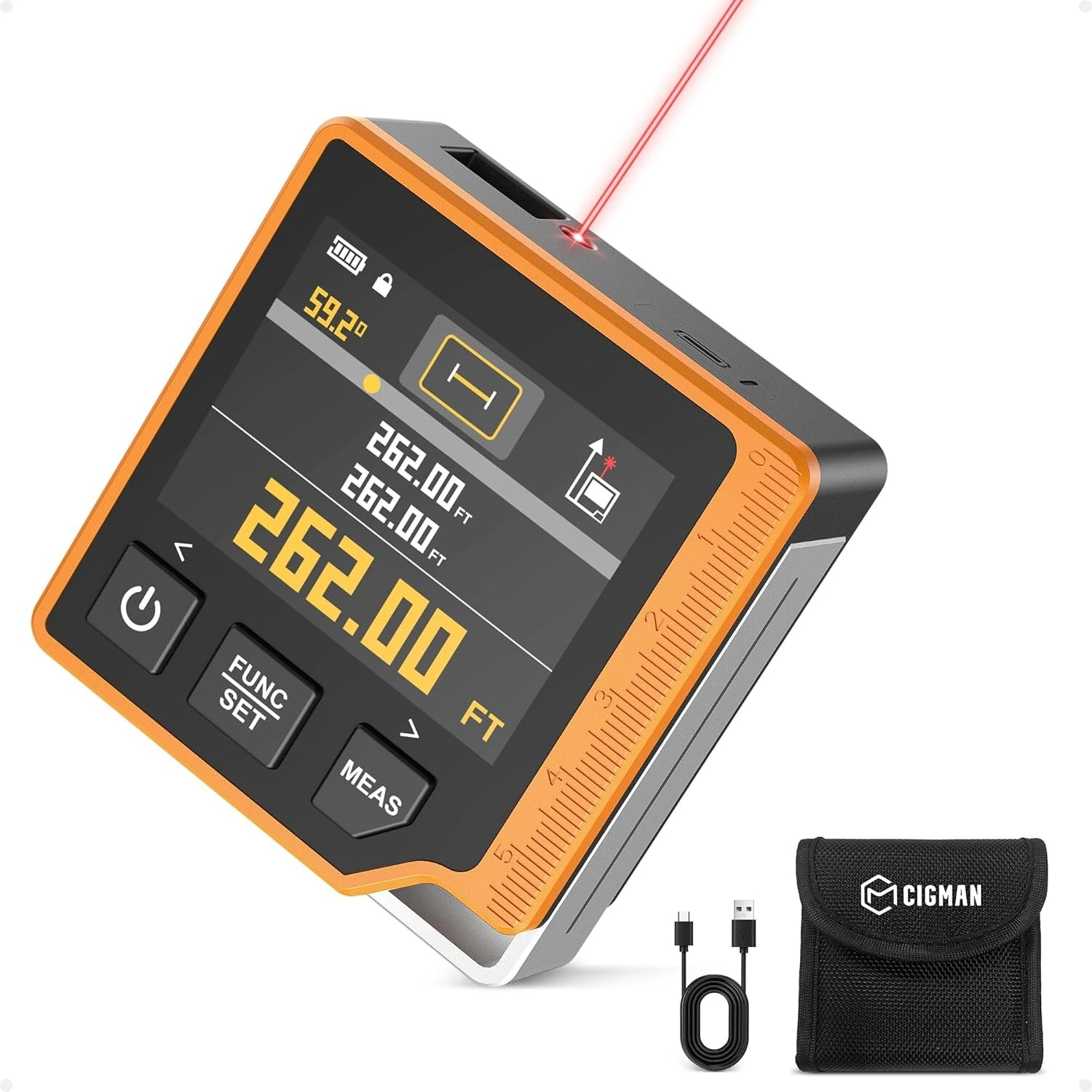 CIGMAN CD-80 Laser Tape Measure 80M | USB-C Rechargeable with Tilt Sensor