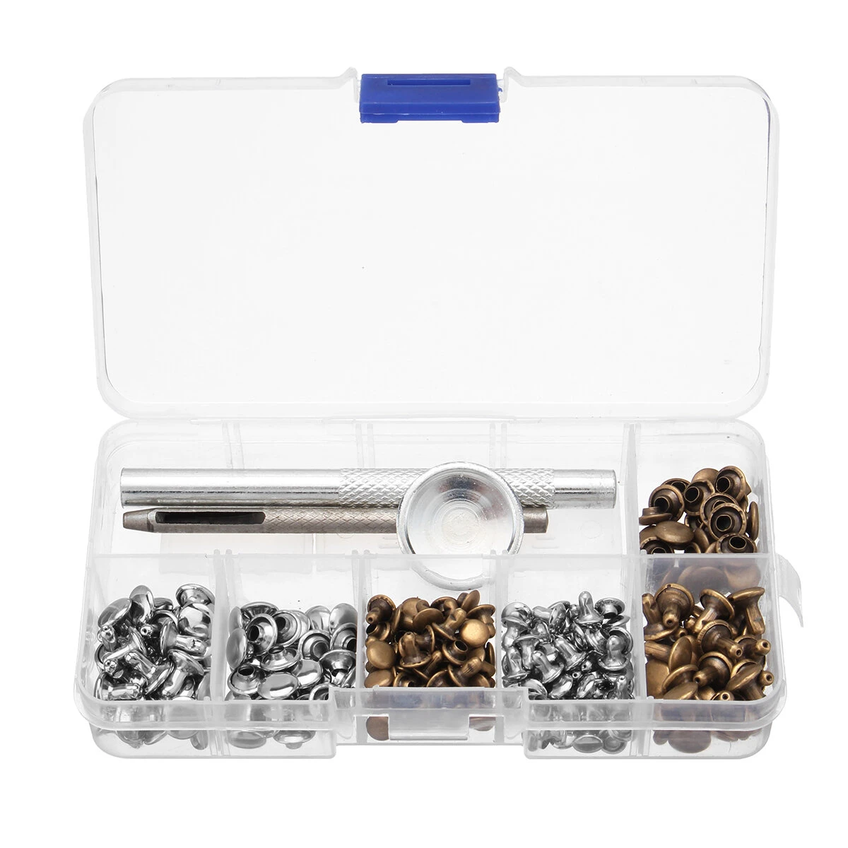 120 Sets Double Cap Rivet Kit - Metal Fixing Studs for Leather Belt Repair