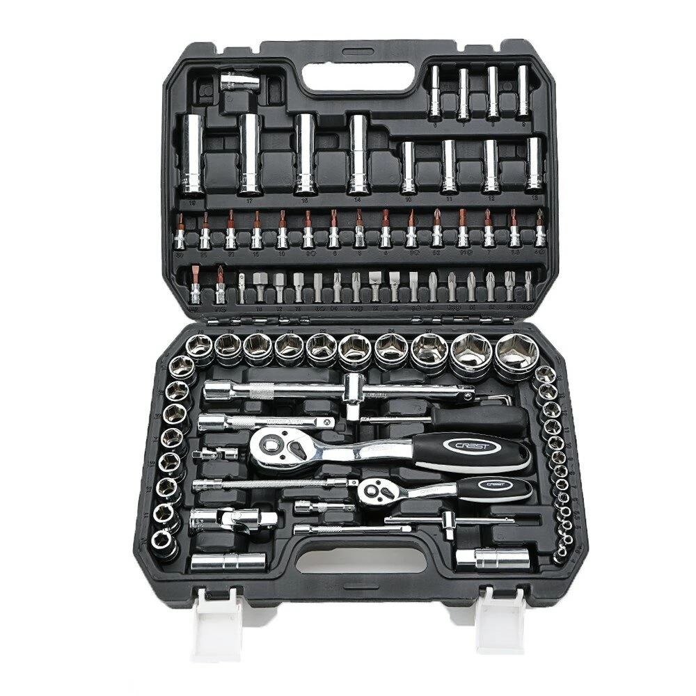 CREST 94-Piece Professional Car Repair Tool Set with Socket Wrench & Toolbox