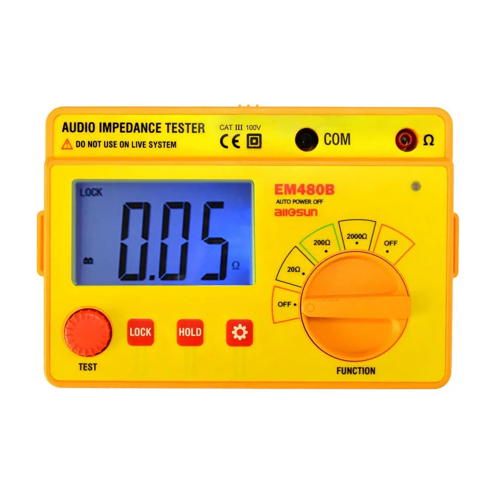ALL SUN EM480B Audio Impedance Tester | Portable Insulation Meter CATIII 2000Ω