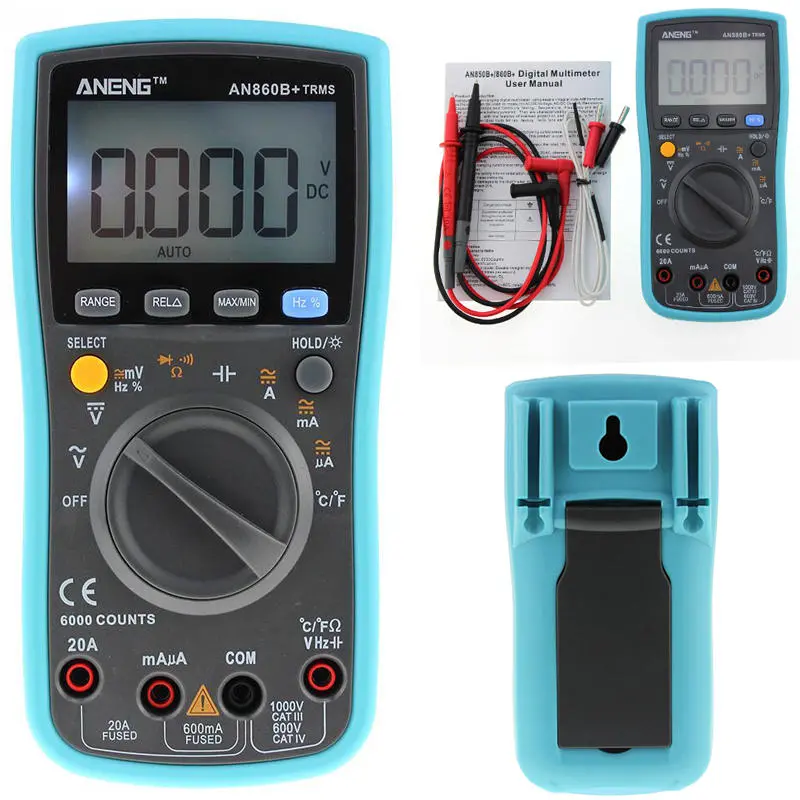 ANENG AN860B+ Digital Multimeter - AC/DC Voltage Current Resistance & Temperature Tester