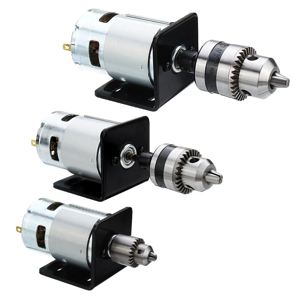 Machifit 775 DC 12V Lathe Press Motor | Mini Hand Drill Chuck & Mounting Bracket