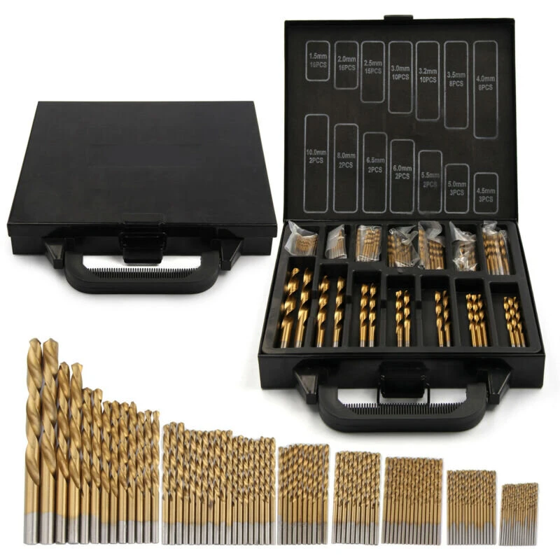 99PCS HSS Titanium Drill Bit Set | 1/16-3/8 Twist Metal Bits