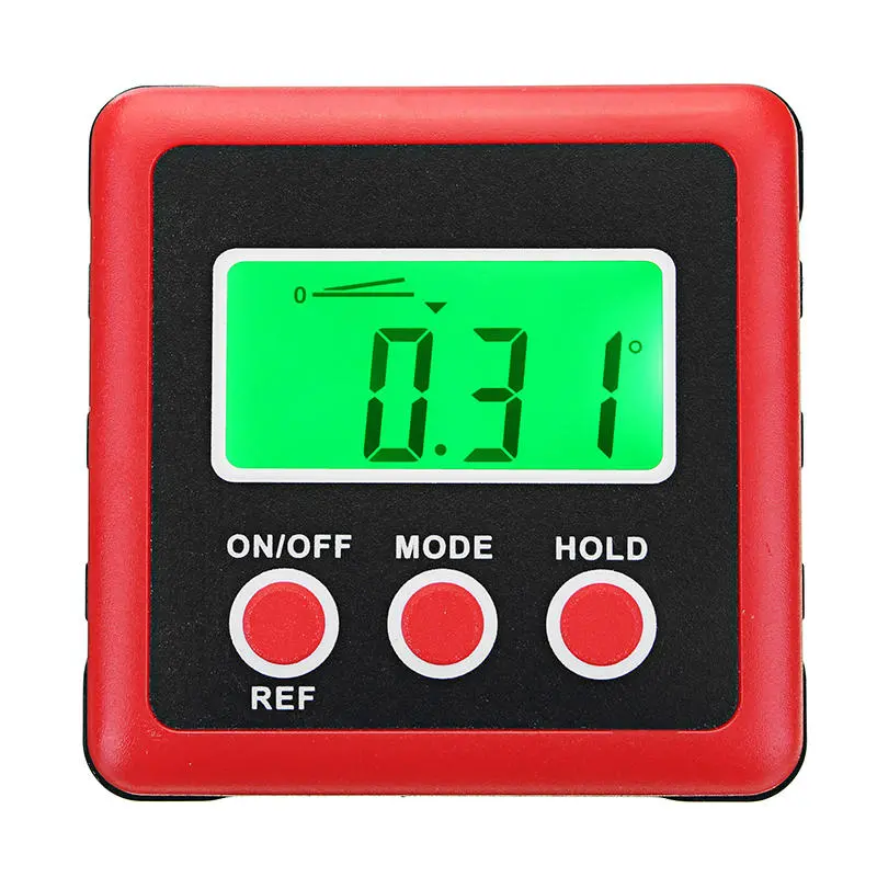 4 x 90 Degree Digital Bevel Box Gauge - Waterproof Angle Finder Protractor with Green LCD Backlight
