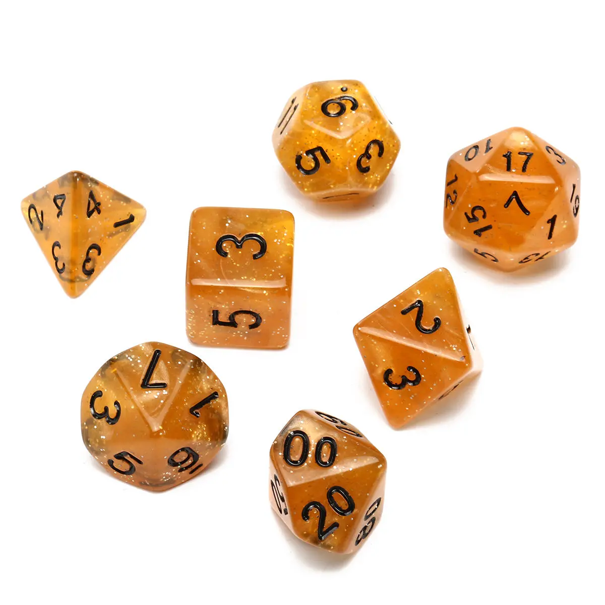 7 Piece Polyhedral Dice Set for RPG | Multisided Dice with Bag | EDC Gadget