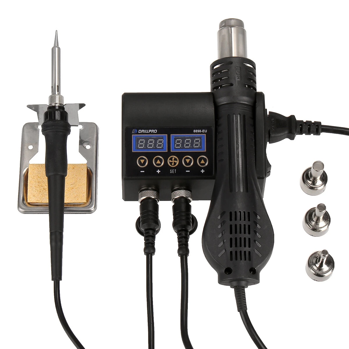 Drillpro 750W 2-in-1 Soldering Station | Hot Air & Iron | Dual LCD Display