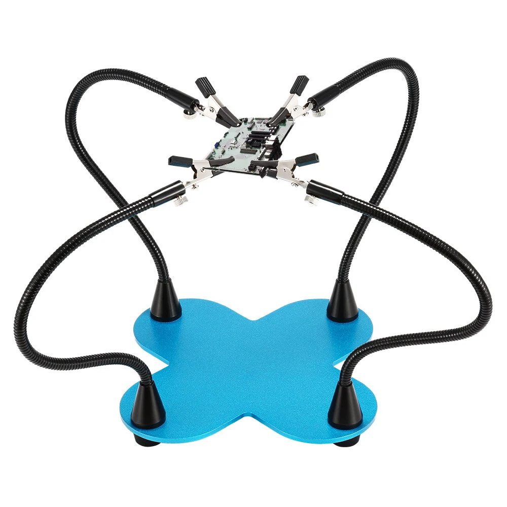 Flexible Arm Soldering Helping Hands - 4Pc Tool with PCB Clamp | Repair Station Stand
