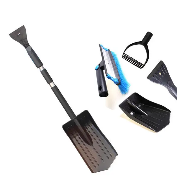 Ice Snow Scraper & Brush - Retractable Windshield Scraper with Shovel - Black