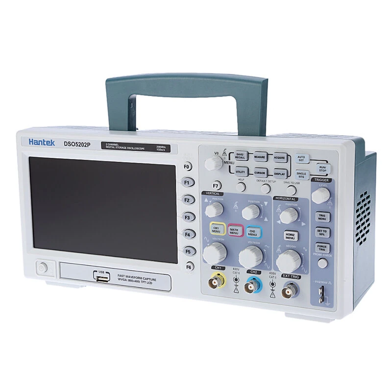 Hantek DSO5202P Oscilloscope - 200MHz 1GSa/s 2 Channel | 7 Inch Color Screen USB