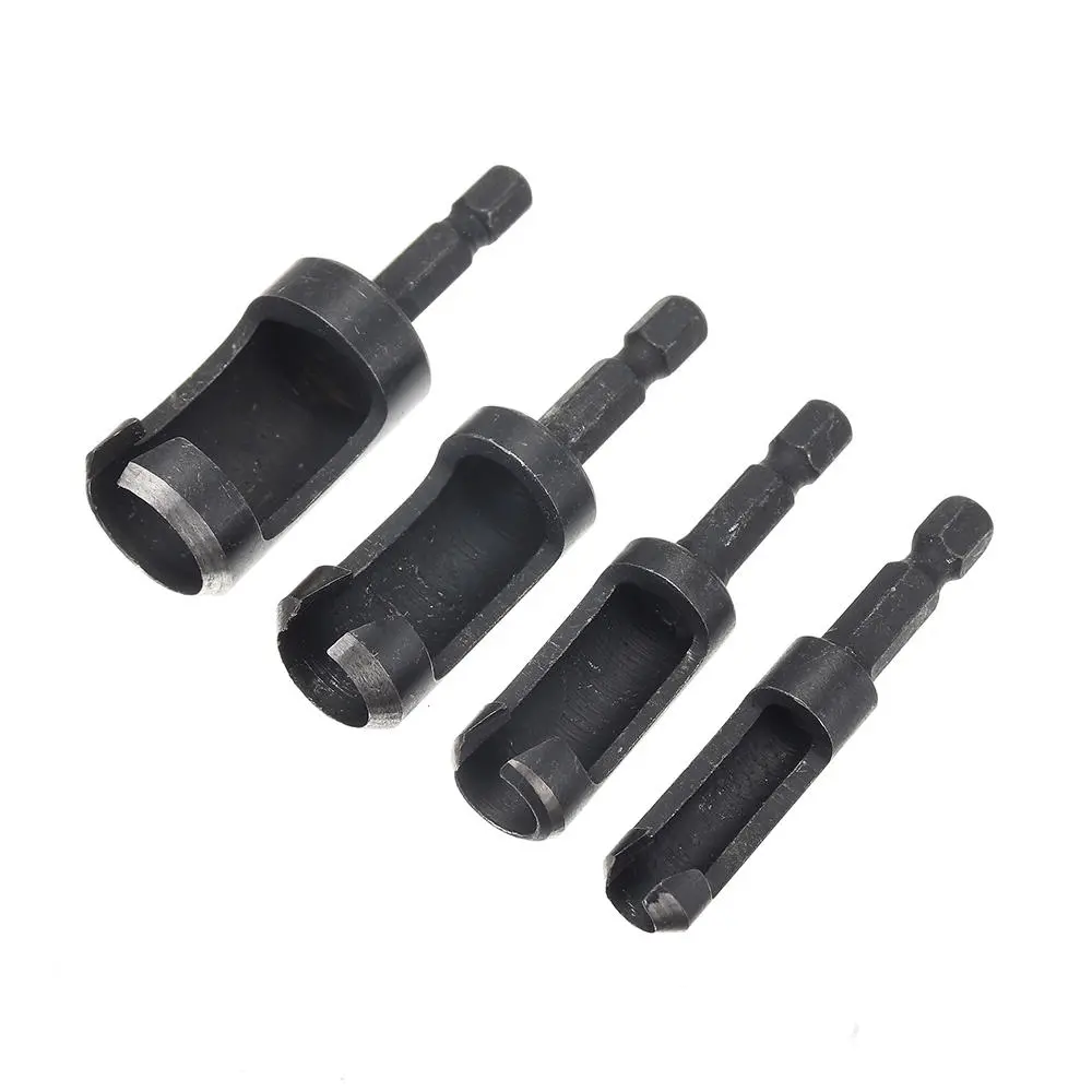 Drillpro 4pc Hex Shank Tenon Plug Cutter Set - 6/10/13/16mm | Woodworking Drill Bits