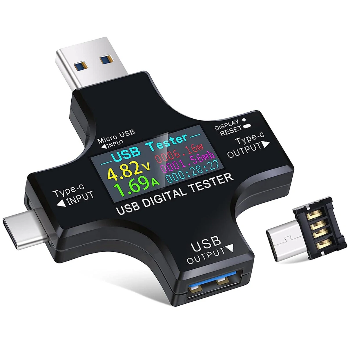 USB C Tester - 2-in-1 Type C Multimeter with Color LCD Screen | DC 3.6-30V 0-5.1A Voltage Current Ammeter