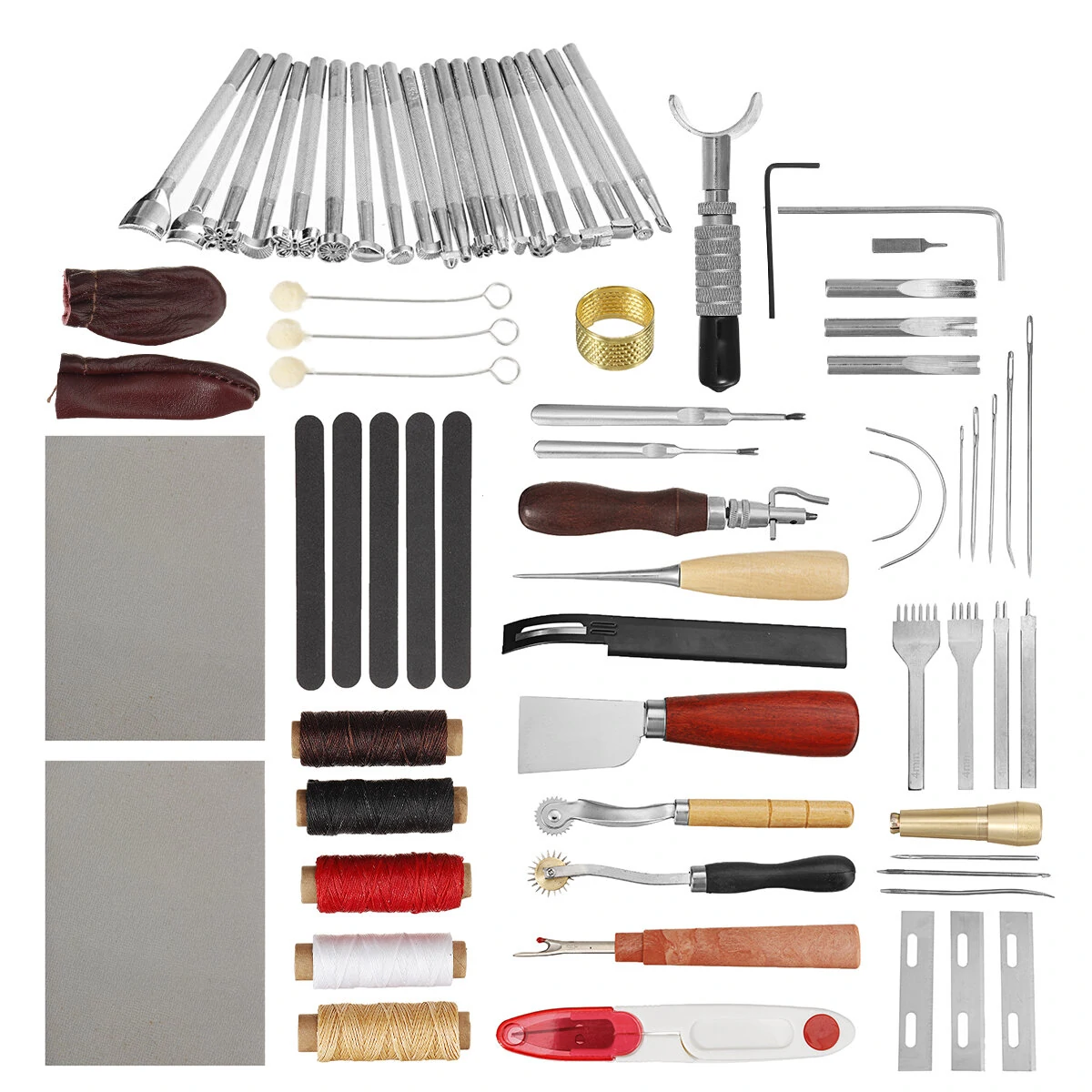 65Pcs Professional Leather Craft Tools Kit | Hand Sewing & DIY Working Tools
