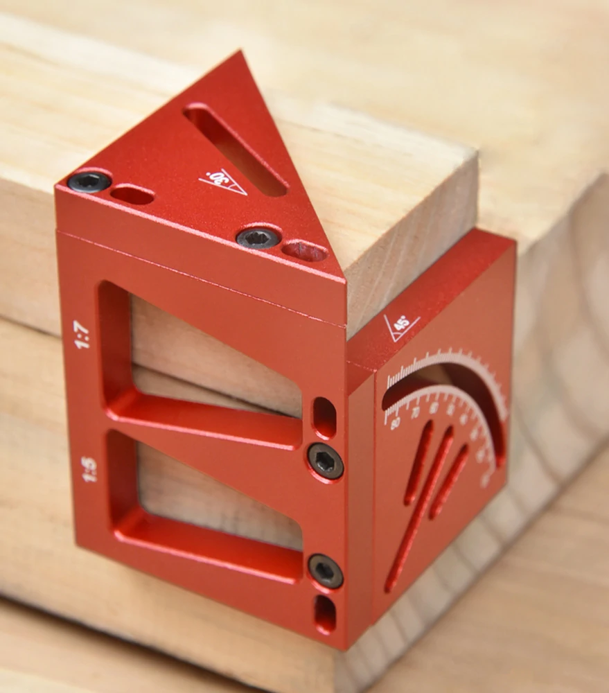 Aluminum Alloy Woodworking Marking Ruler - 45° & 90° Line Marker | Centerline & Dovetail Gauge