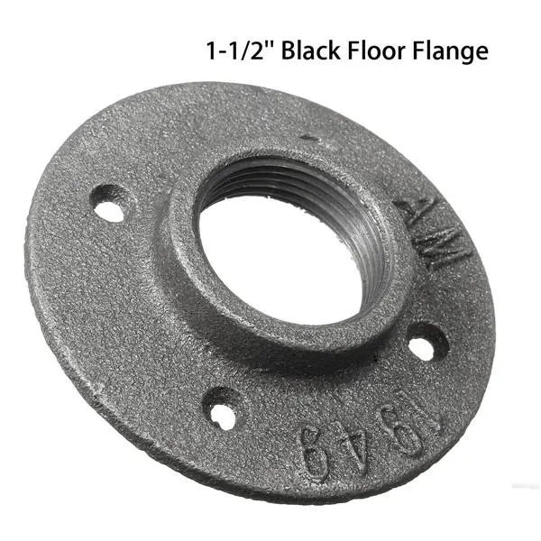 Malleable Iron Floor Flange - 1-1/2 Inch Steel Pipe Fitting for Wall Mount