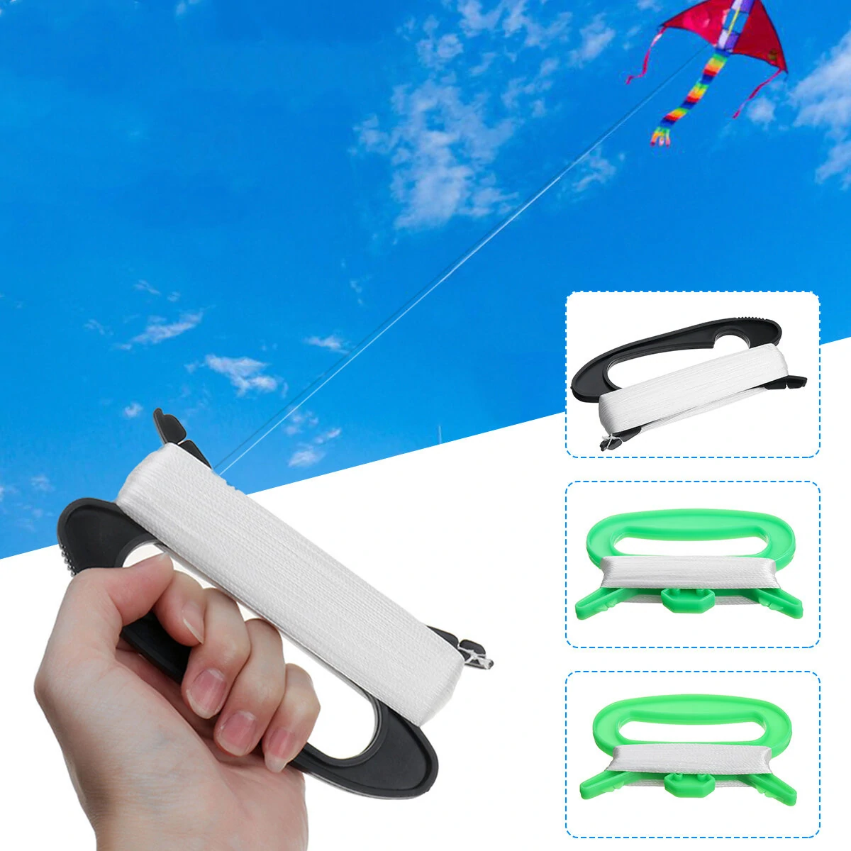 30m/50m/100m Kite String Line with Winder Handle - For Kids & Adults