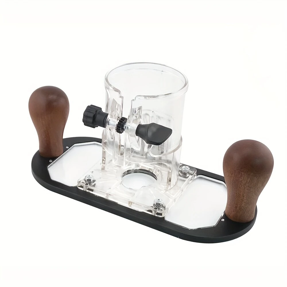 Bosch Trimming Machine Router Plunge Base - 65mm Acrylic Design with Wooden Handles for Precise Depth Control