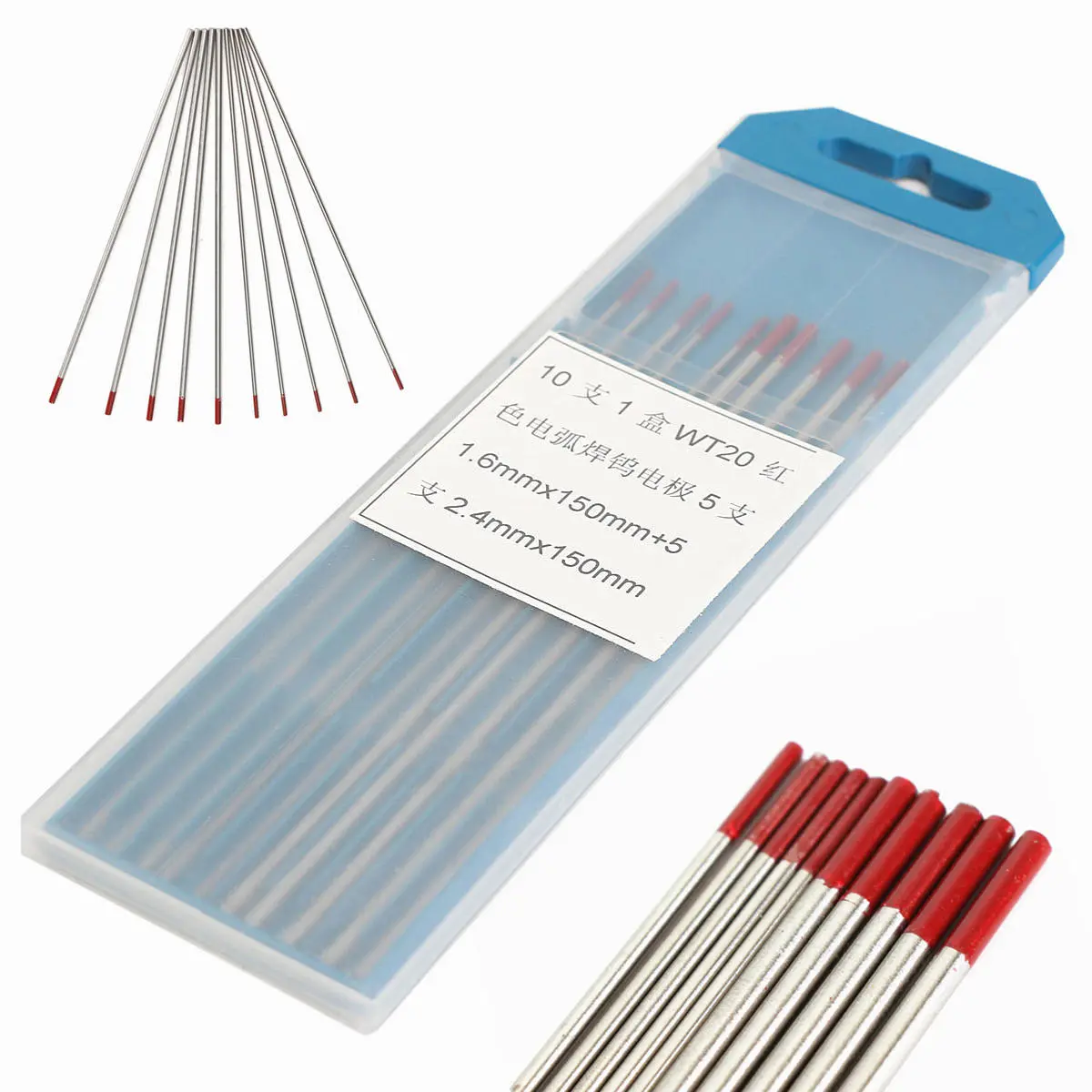 WT20 TIG Tungsten Electrode - 10Pcs 2% Thoriated Assorted | Welding Rods