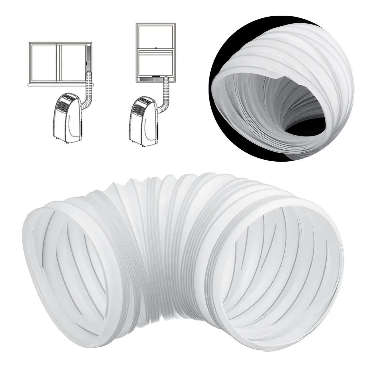 Portable AC Exhaust Hose - 13cm/15cm Diameter, 50cm Length with Free Extension