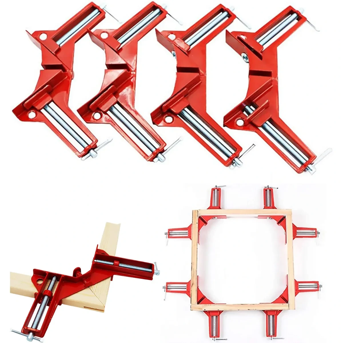 4PCS 90 Degree Right Angle Clamp - Reinforced Aluminum Alloy for Woodworking & Glass Aquarium DIY