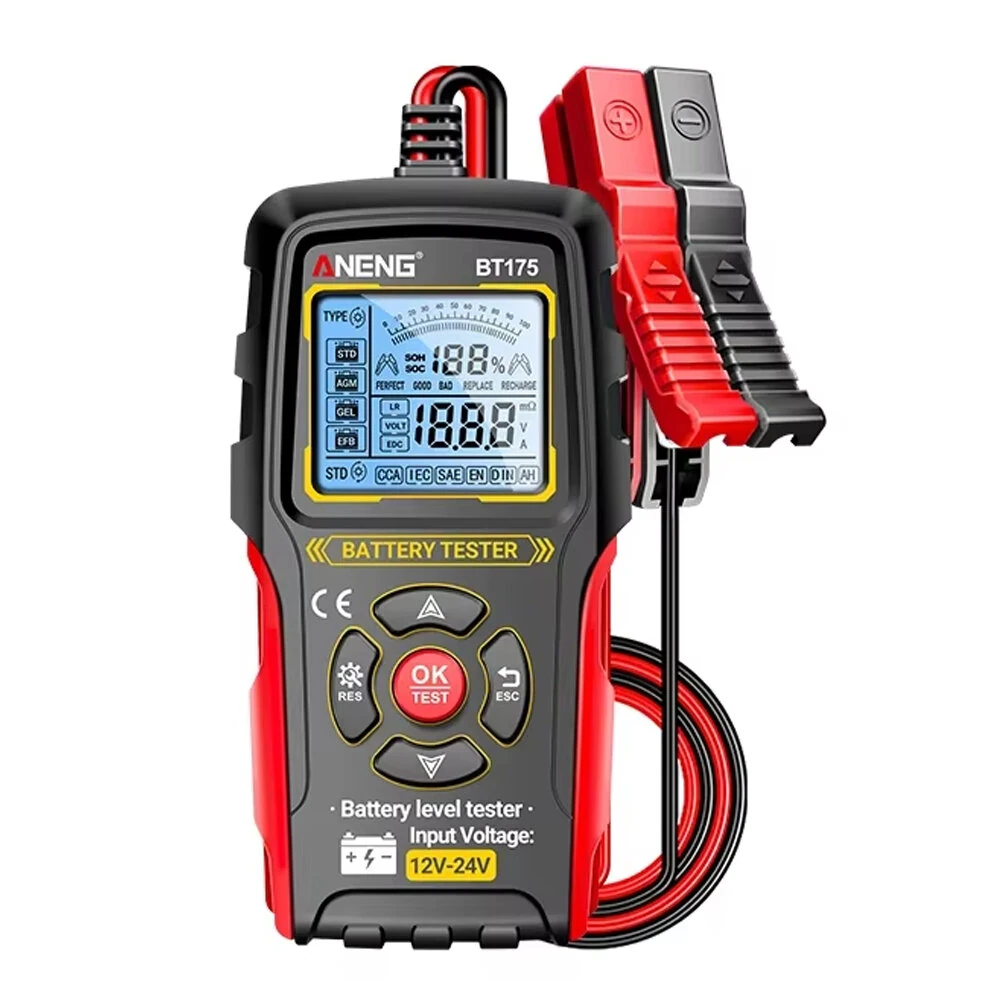 ANENG BT175 Car Battery Tester - 12V 24V Analyzer with CCA Measurement & Backlit Screen