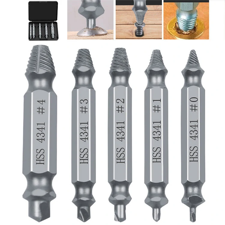 Drillpro 5pcs HSS Screw Extractor Set | Damaged Bolt Remover Tool Guide
